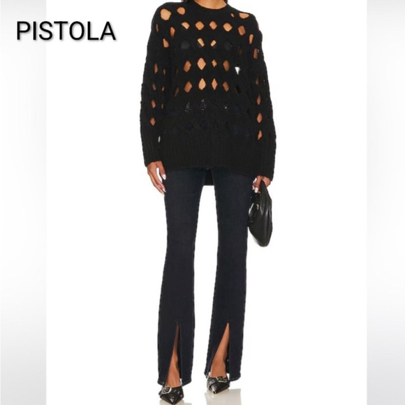 Pistola Denim - Pistola Dark Black Colleen Super High Rise Slim Boot Slit Ankle Vented Teagan29